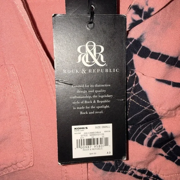 Rock & Republic Pink and Black Tie Dye Sleeveless Blouse - Size Small (NWT) - Picture 5 of 7